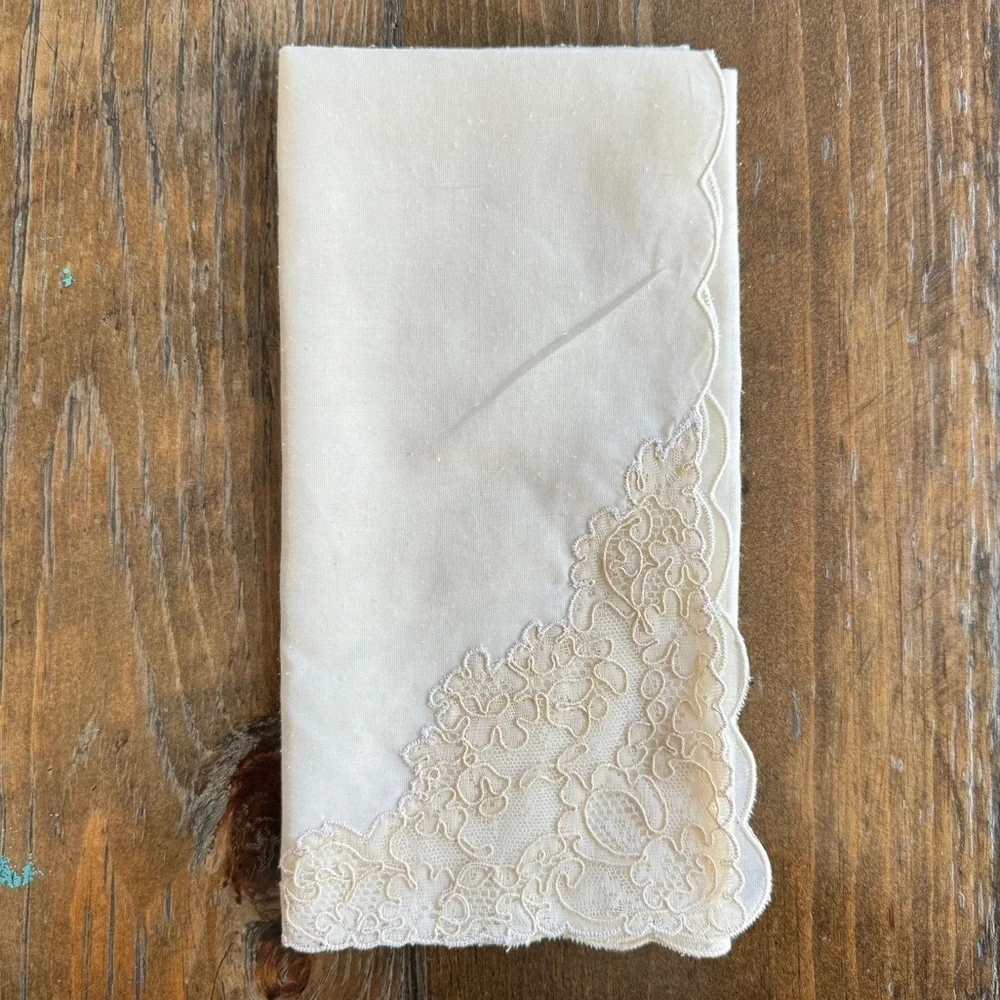 Ivory and Cream Lace Linen Napkin
